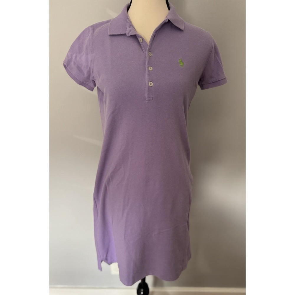 Ralph Lauren Sport Women's S Purple Polo Shirt Dress Preppy Cotton Pony